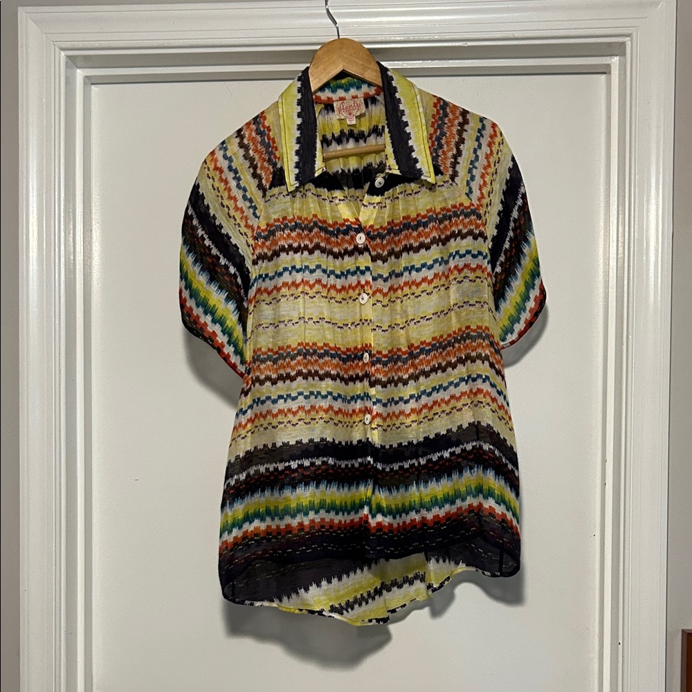 Plenty by Tracy Reese Multicolor Zigzag Shirt